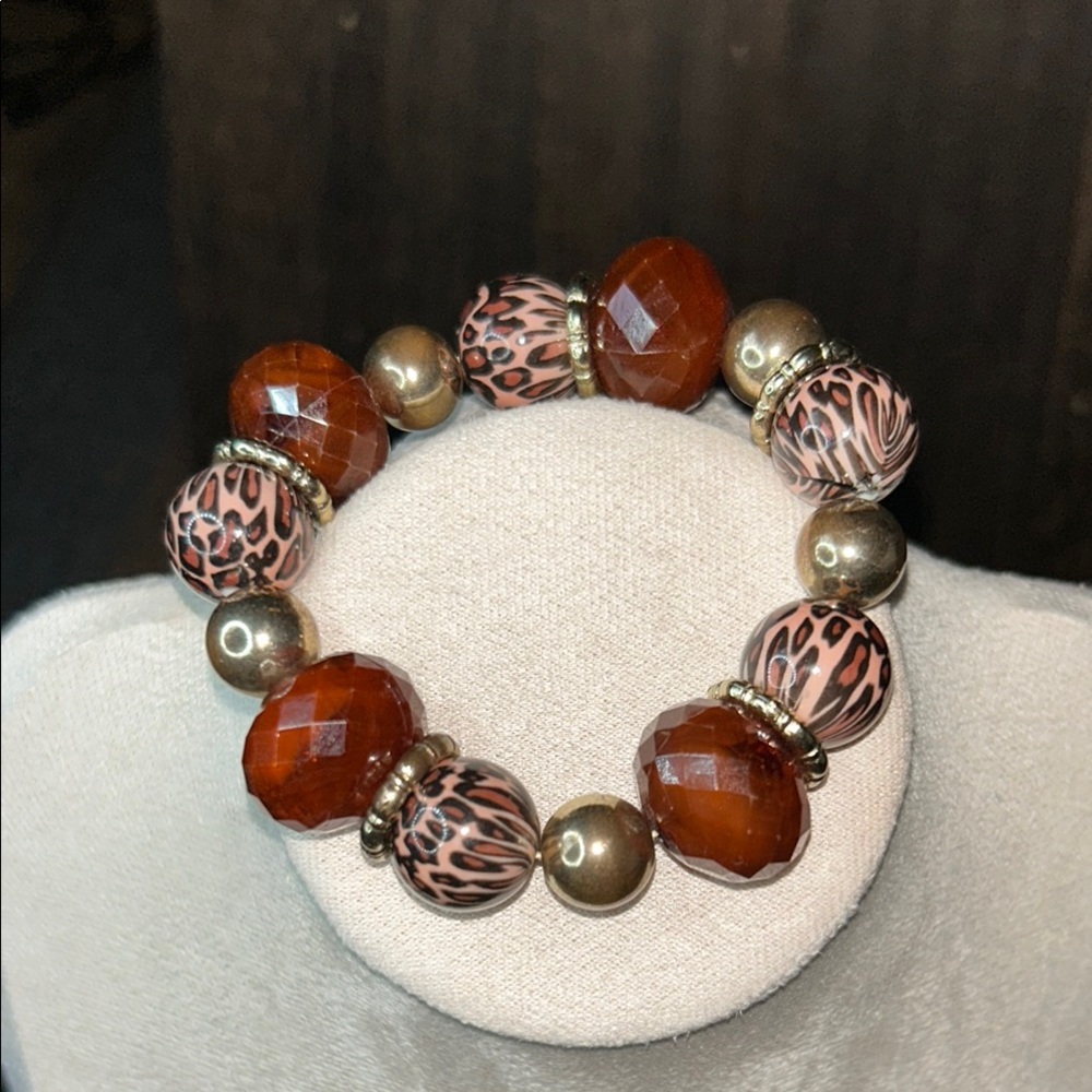 Elegant Brown and Gold Beaded Bracelet